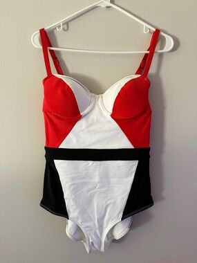 Oscar de la Renta x Flagpole Swim color block one-piece
